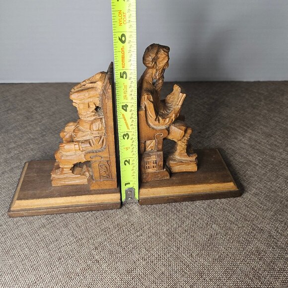 Carved Wood Sculptures of Don Quixote and Sancho Paza Bookends From Literary Cla - Picture 12 of 13